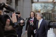 T-Mobile US Inc CEO John Legere departs a hearing at Manhattan Federal Court in New York City