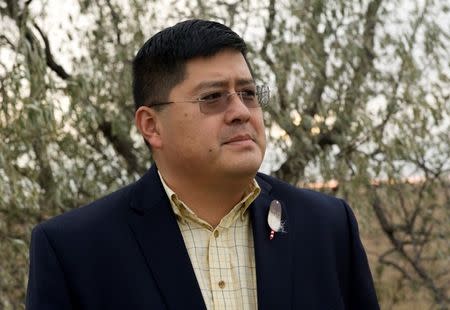 Three Affiliated Tribes council chairman candidate Damon Williams stopped before a campaign dinner on the Fort Berthold Reservation in North Dakota, November 1, 2014. REUTERS/Andrew Cullen