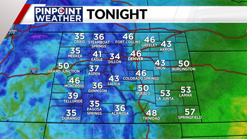 Overnight lows by Tuesday morning across Colorado