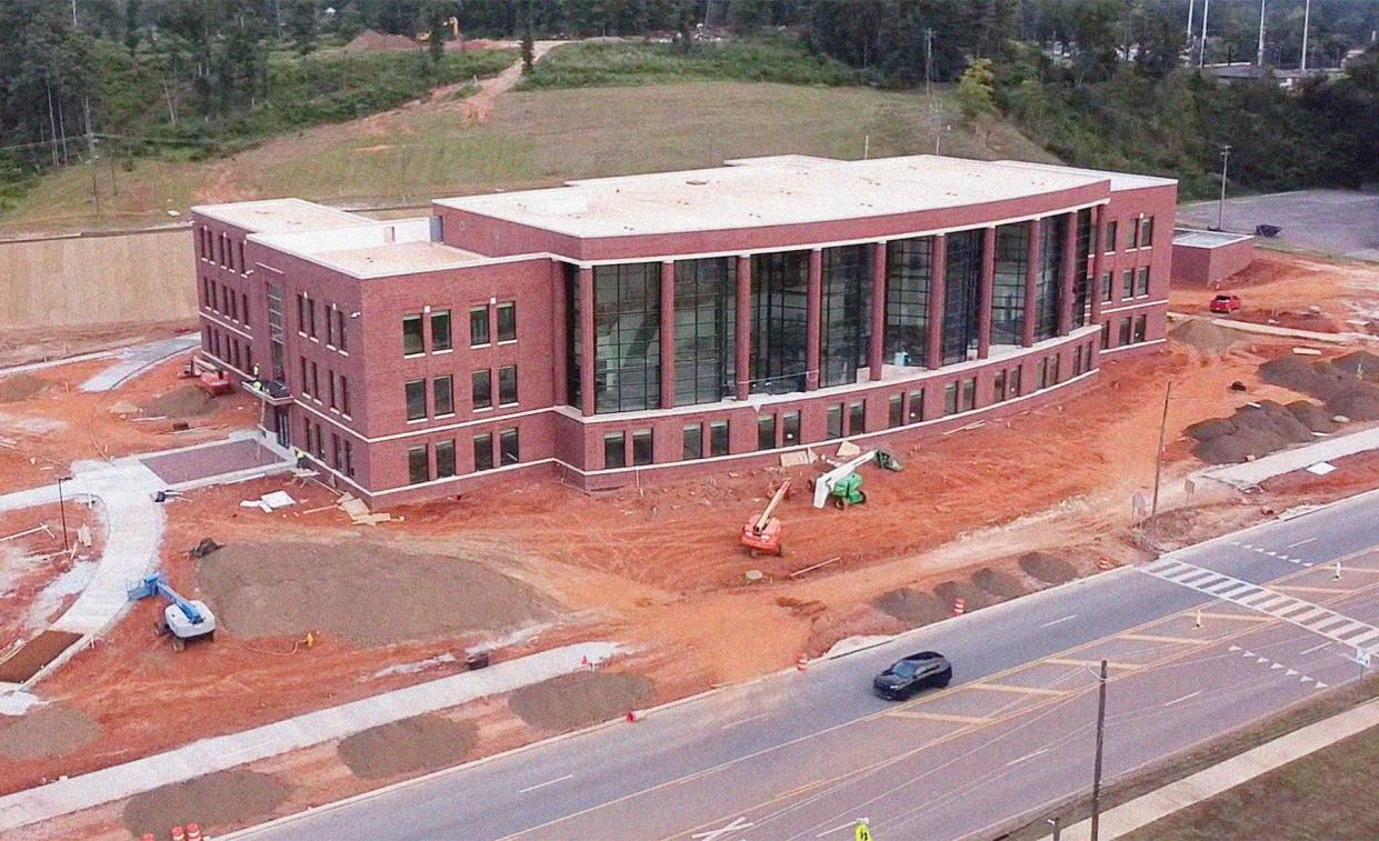 The new Merrill Hall, which houses Jacksonville State University's College of Business Administration, replaces the one destroyed by a tornado four years ago.