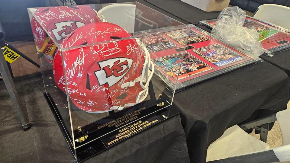 A helmet and other Chiefs gear will be up for grabs in the silent auction.