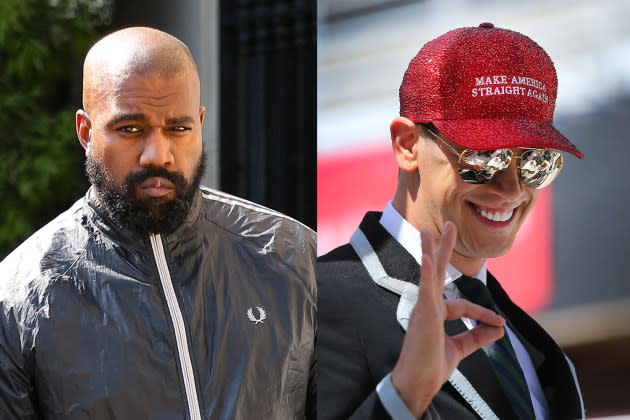 Kanye West and Milo Yiannopoulos - Credit: Bellocqimages/Bauer-Griffin/GC Images; John Tlumacki/The Boston Globe/Getty Images