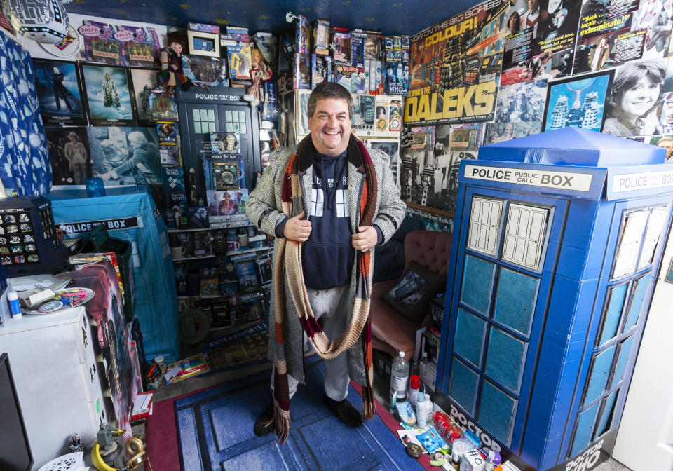 A Doctor Who superfan has laid claim to having the world’s largest collection of the show’s memorabilia - after spending over £100,000 on “at least a million” items. Brian Mattocks, 50, says he became “obsessed” with the hit BBC series after watching an episode in 1979 which ended on a cliffhanger - and he hasn’t missed an episode since. His loving parents bought the then nine-year-old boy a Dalek action figure which kickstarted his lifelong passion for collecting items from the show. Daleks are a fictional extraterrestrial race of mutants which are found in the series which has been running on BBC One since 1963. A Welsh schoolgirl, Lily Connors, recently bagged a Guinness World Record after amassing 6,641 Doctor Who items. Devoted Brian believes his "shrine" could easily beat but it would “take months to count”.