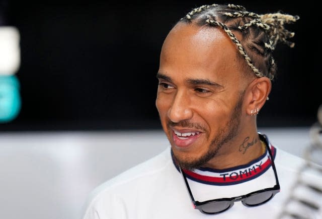 Lewis Hamilton watched the opening session from the back of the Mercedes garage 