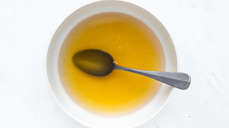 Oil, syrup and vanilla mixed in bowl