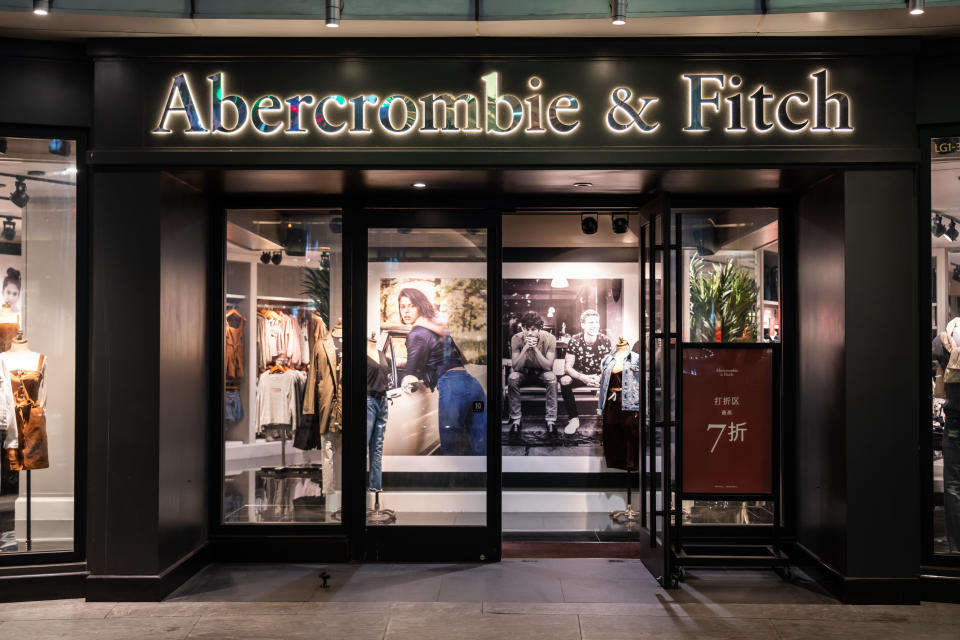 American lifestyle retailer Abercrombie & Fitch store on 09/08/2019 in Shangai. (Photo by Alex Tai/SOPA Images/LightRocket via Getty Images)