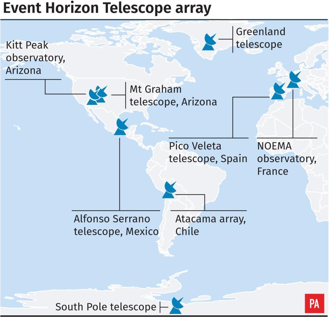 Telescopes have been located across the globe to get the breakthrough picture. (PA)