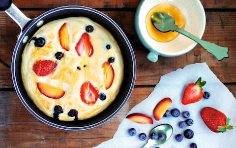 A pancake with fruit