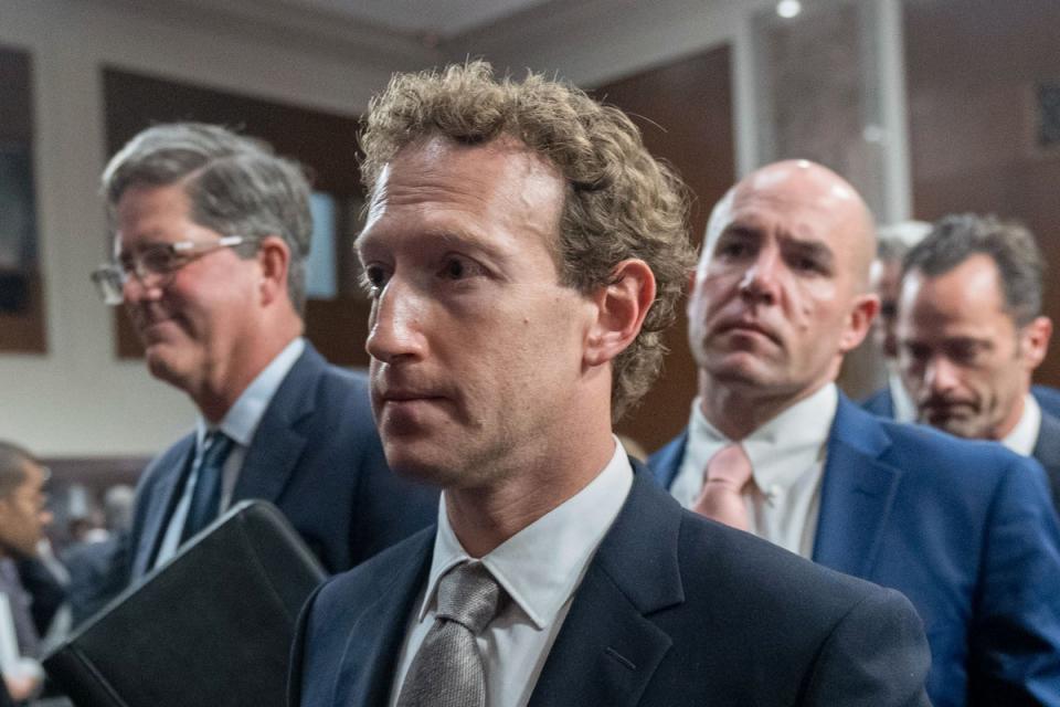 Meta CEO Mark Zuckerberg leaves a Senate Judiciary Committee hearing on online child safety, on January 31 (AP)