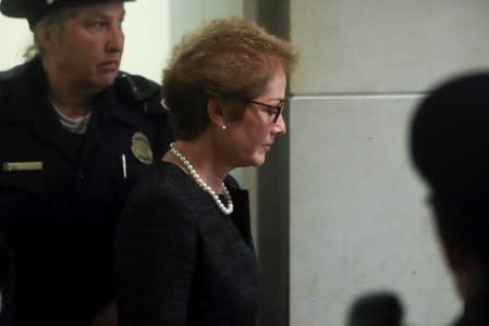 Former U.S. ambassador to Ukraine Yovanovitch arrives for closed-door deposition on Capitol Hill in Washington