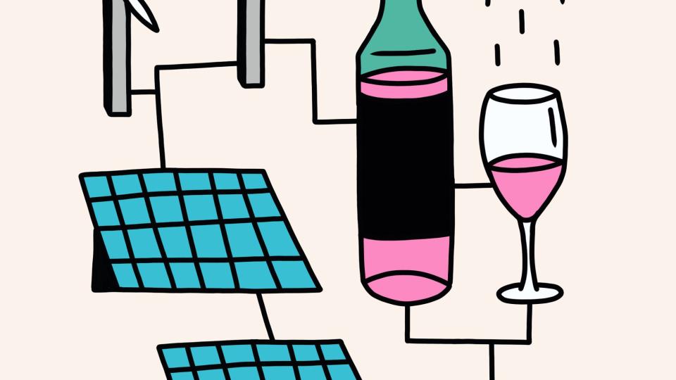 wind and solar wine illustration