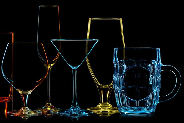 Silhouettes of various drinks glasses