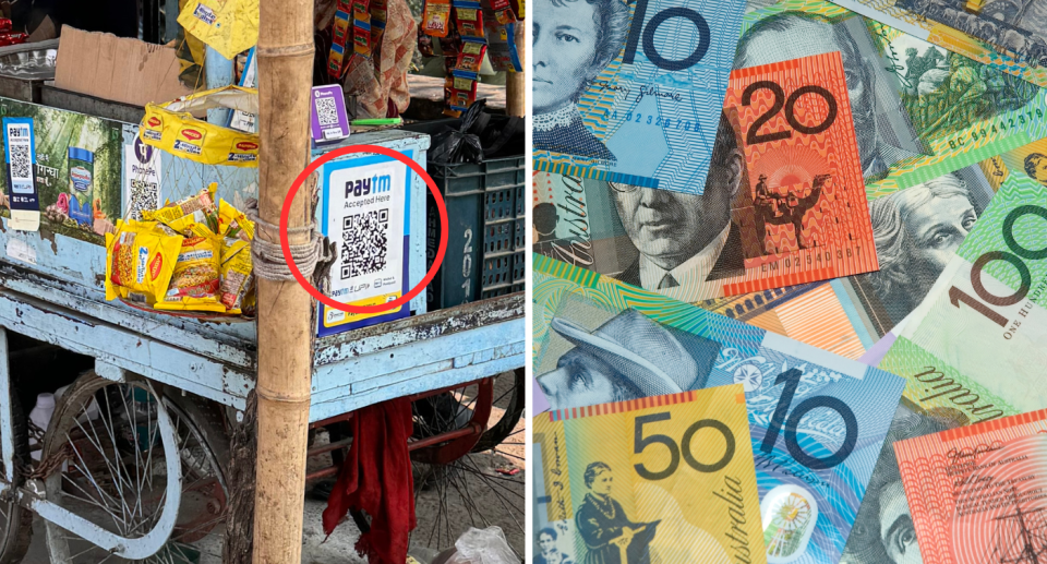 QR codes next to Aussie money