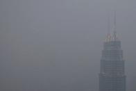 Petronas Twin Towers shrouded by haze in Kuala Lumpur