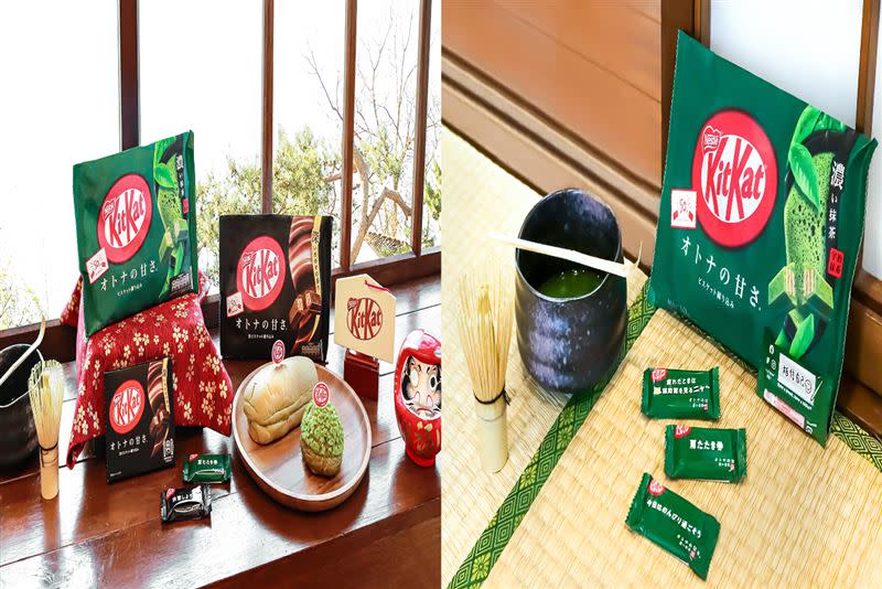 最受歡迎的日本超人氣口味：「KitKat濃黑巧克力口味」與「KitKat宇治抹茶」。（圖／品牌業者提供）