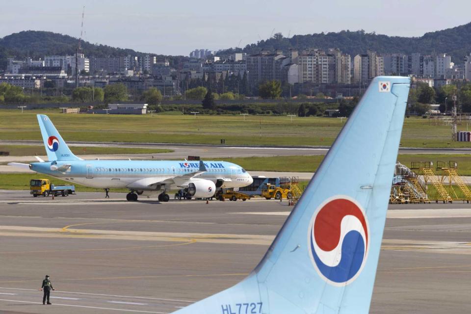 Korean Air planes on the tarmac at Gimpo International Airport in Seoul, South Korea