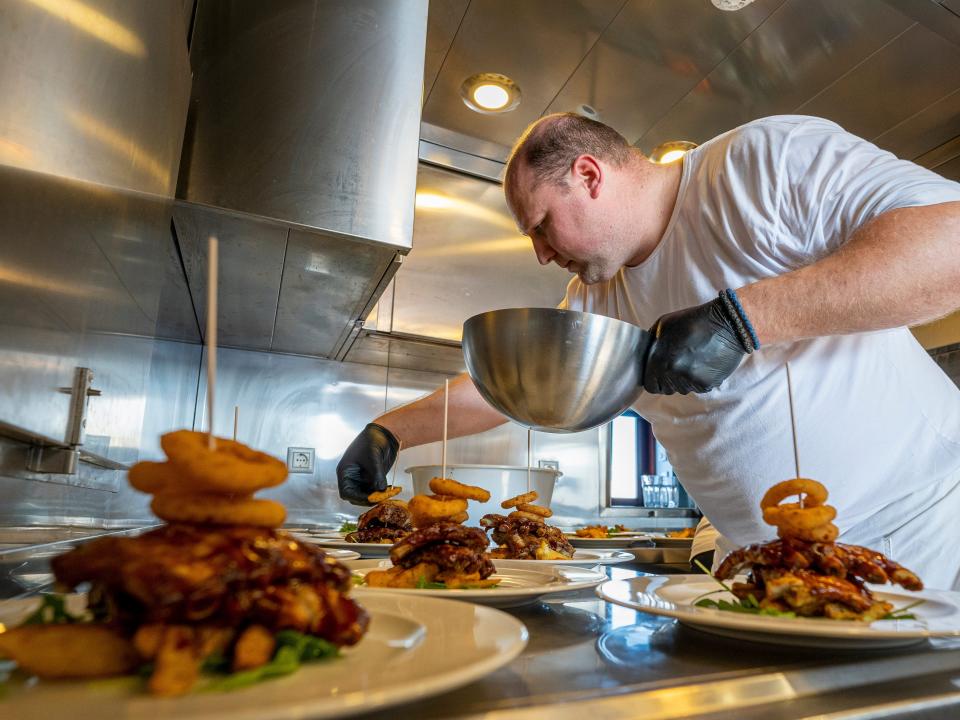 The chef cooked for 30 guests (minus the crew members) each day.