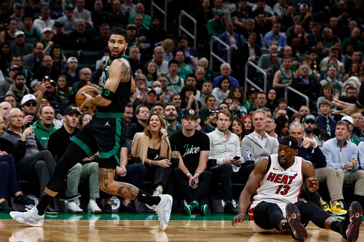 Jayson Tatum and the Celtics will play either the Cavaliers or the Magic in the second round.