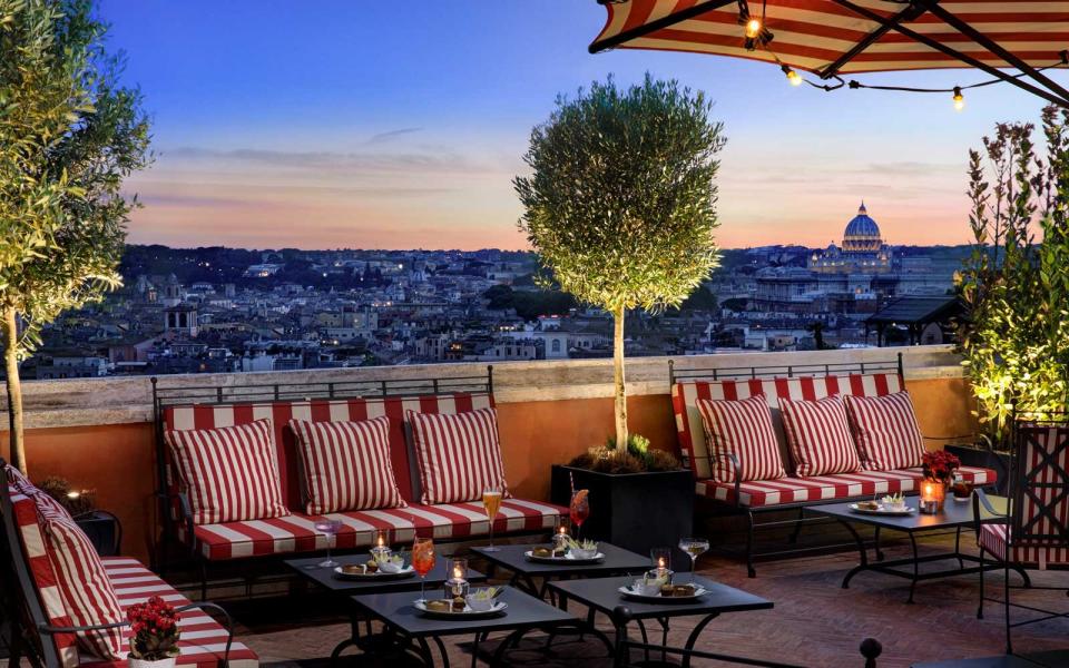 Terrace at Hotel de Ville, Rome, Italy