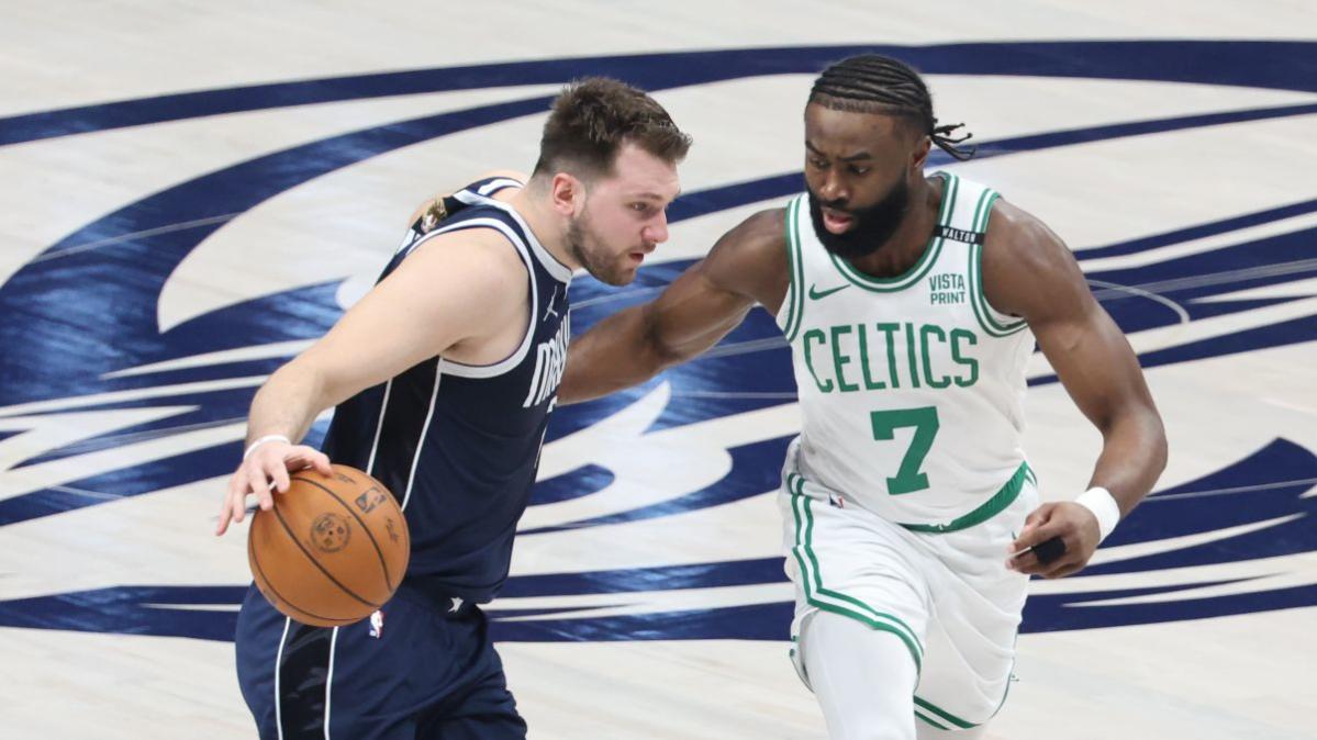 Here's what Jaylen Brown told Luka Doncic after Celtics clinched title -  Yahoo Sports