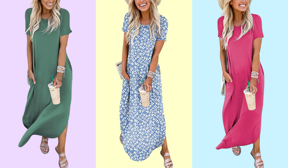 the maxi dress in three colors/prints