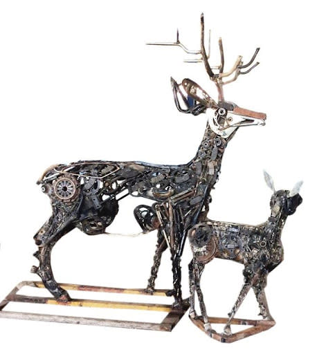 Deer made with automobile scrap by Srinivas