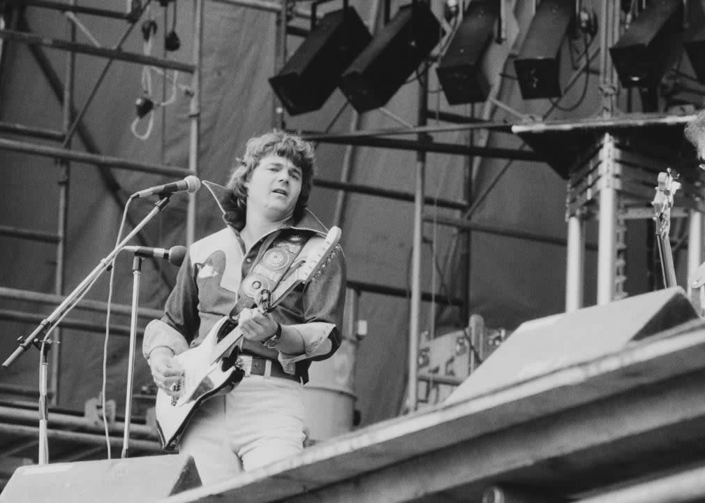 Steve Miller performing with the Steve Miller Band at the Knebworth Festival.