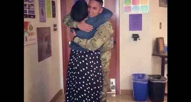 Soldier Surprises Mom With Early Return And She Wont Let Him Go