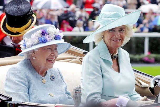 PHOTO: Queen Elizabeth II and Camilla, Duchess of Cornwall arrive in a horse carriage on day two of Royal Ascot at Ascot Racecourse, June 19, 2019, in Ascot, England. (Chris Jackson/Getty Images, FILE)