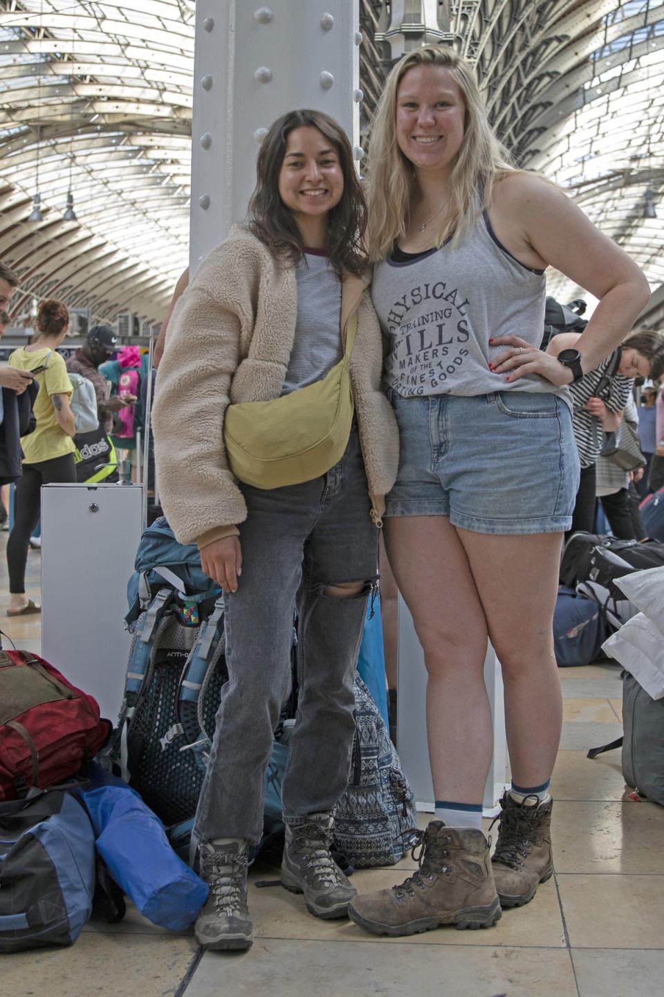 Sashia Norris, 25, and Camilla Seward, 26, at Paddington station (Ashlee Ruggels/PA) (PA Wire)