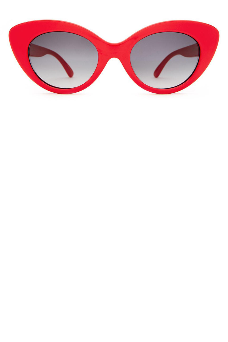 <p><strong>Crap Eyewear </strong>sunglasses, $58, <span>crapeyewear.com</span>. </p><p><a rel="nofollow noopener" href="http://www.crapeyewear.com/products/the-wild-gift-gloss-cherry-red-w-grey-gradient-cr-39-lenses-sunglasses" target="_blank" data-ylk="slk:SHOP;elm:context_link;itc:0;sec:content-canvas" class="link ">SHOP</a><br></p>