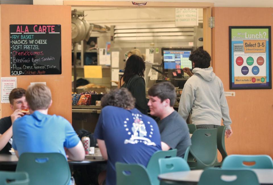 Students get lunch at Nordonia High School on Thursday.