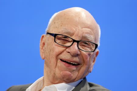 Rupert Murdoch, Executive Chairman News Corp and Chairman and CEO 21st Century Fox speaks at the WSJD Live conference in Laguna Beach, California October 29, 2014. REUTERS/Lucy Nicholson/File Photo