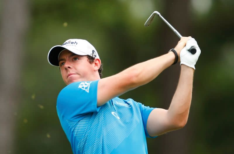 Rory Mcllroy of Northern Ireland watches his tee shot on the second hole during the final round of the Wells Fargo Championship PGA golf tournament in Charlotte