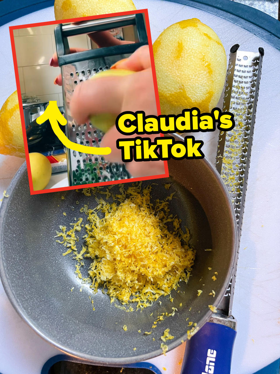 Claudia grating lemon in her TikTok