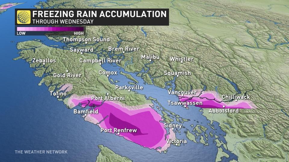 BC Wednesday freezing rain Jan 14 2024