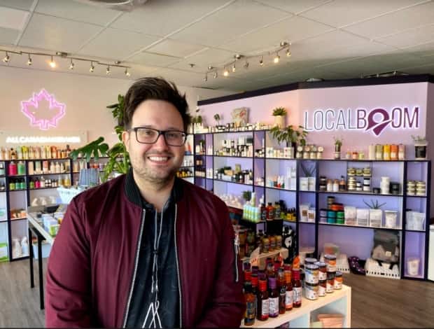 Stephen Kaboom, owner of Local Boom, signed his first lease on an East Vancouver storefront last year just before the start of the pandemic. (Margaret Gallagher/CBC - image credit)