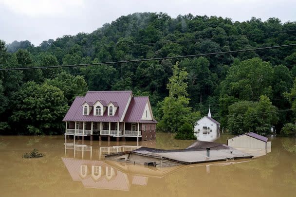 PHOTO: A house is almost completely submerged from recent flooding, July 29, 2022, in Breathitt County, Kentucky. (Michael Swensen/Getty Images, FILE)