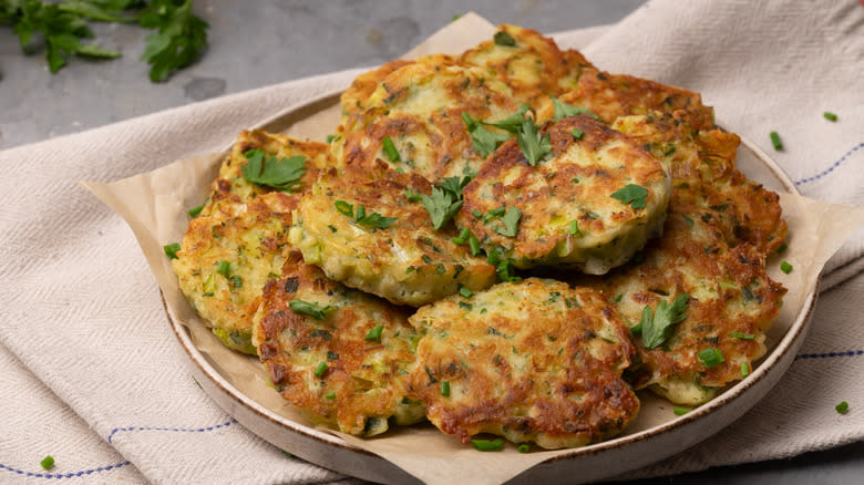 Herby cheddar leek fritters