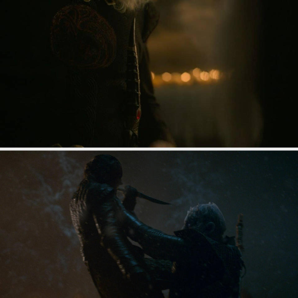 Yes, it's THE Valyrian steel catspaw dagger — the one used in the attempt on Bran's life in Season 1, and the one Arya wields in Season 8 to kill the Night King. 