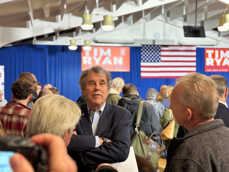 Democratic Sen. Sherrod Brown of Ohio at a rally for Ryan in Cleveland, OH on October 27, 2022.