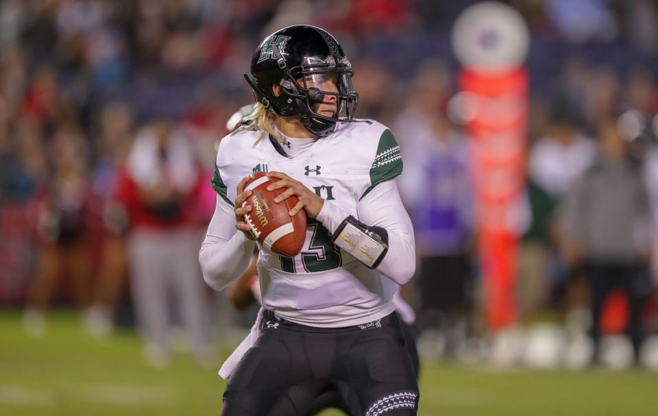 Hawaii QB Cole McDonald has some fascinating elements to his game that could excite NFL people (Getty Images)