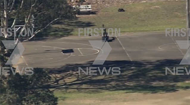 A cordon was in place around the park. Source: 7News