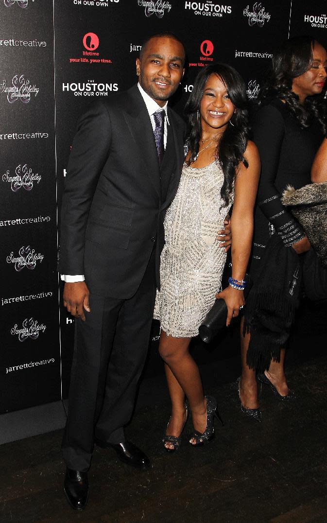 File- This Oct. 12, 2012 file photo shows Nick Gordon and Bobbi Kristina Brown attending the premiere party for "The Houstons On Our Own" at the Tribeca Grand hotel in New York. A rep for the family confirmed Friday Jan. 10, 2014, that the 20-year-old Brown married Gordon. But the rep did not know where or when the marriage took place. ( Photo by Donald Traill/Invision/AP,File)