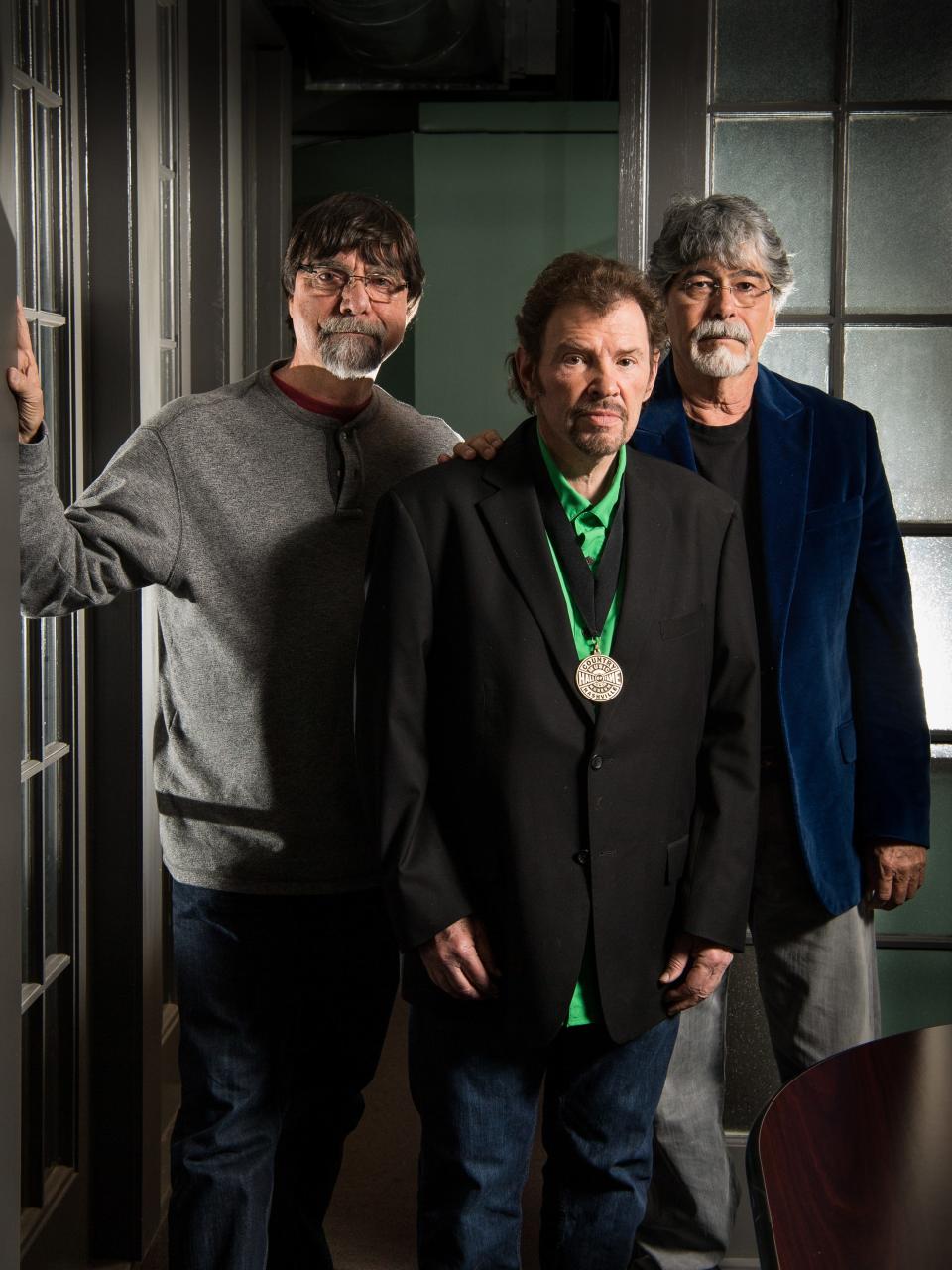 Members of Alabama, from left, Teddy Gentry, Jeff Cook, and Randy Owen, Thursday, April 6, 2017, in Nashville, Tenn.