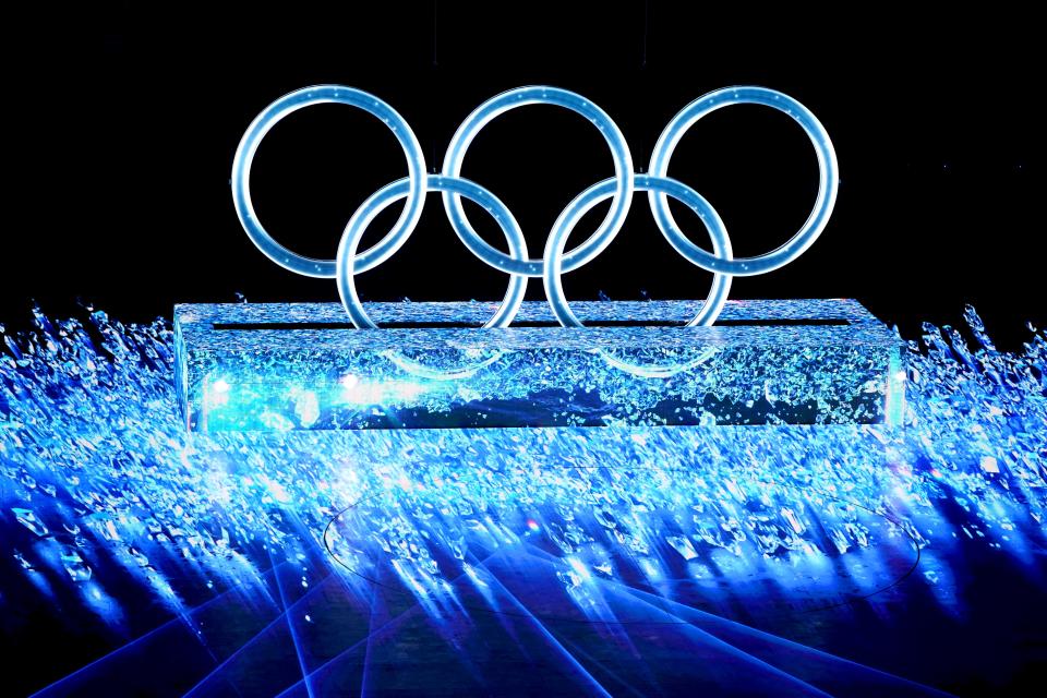 The Olympic rings during the opening ceremony of the Beijing 2022 Winter Olympic Games (PA Wire)
