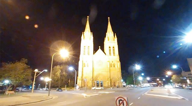 The silhouette of the crucifix was mistaken for the silhouette of a man. Photo: Google Maps