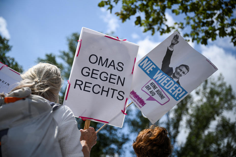 Proteste am Rande des AfD-Parteitags in Magdeburg, (Bild: REUTERS/Annegret Hilse)