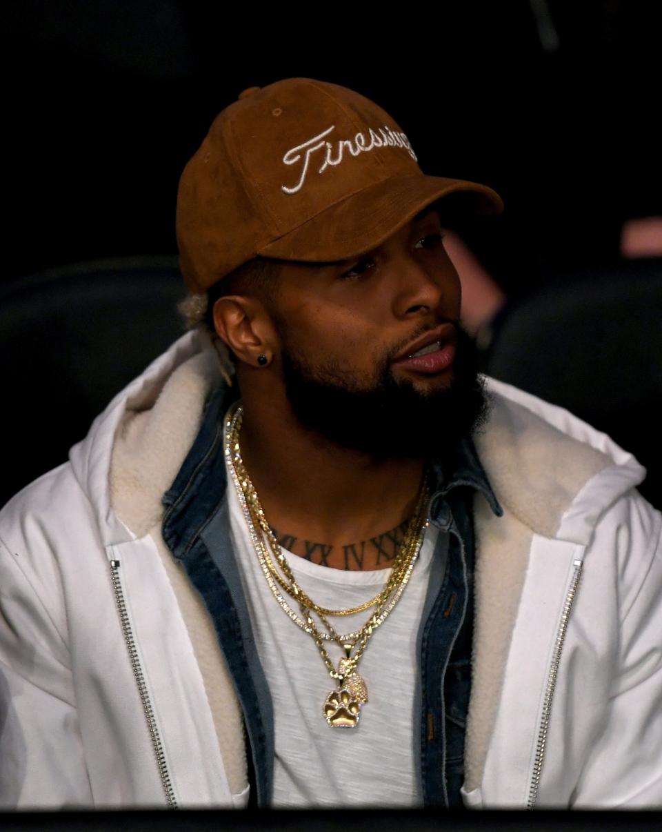 <p>Odell Beckham Jr looks on during the middleweight bout between Chris Weidman of the United States and Yoel Romero of Cuba during the UFC 205 event at Madison Square Garden on November 12, 2016 in New York City. (Photo by Jeff Bottari/Zuffa LLC/Zuffa LLC via Getty Images) </p>