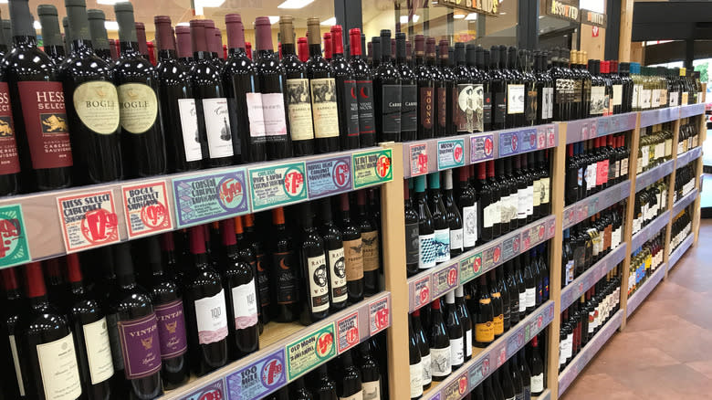 Trader Joe's wine selection aisle